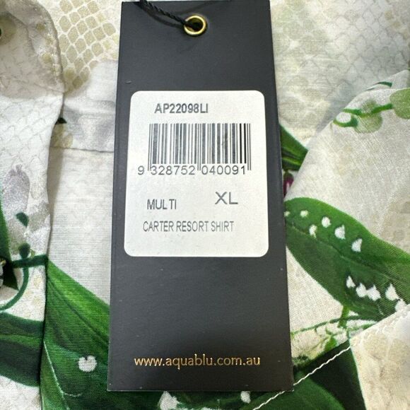 Aqua Blu Australia Carter Resort Shirt Cotton Silk Floral Butterfly Sz XL NWT - Picture 9 of 13